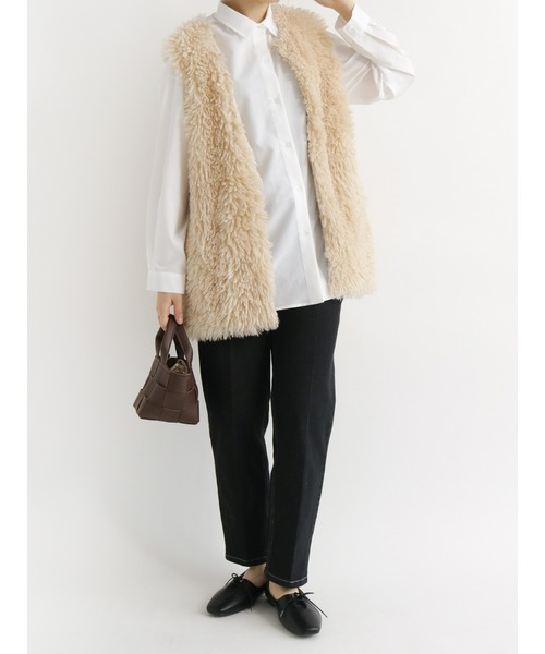 Samansa Mos2 blue（サマンサモスモスブルー）の「【ECO DENIM】ストレッチスリムテーパードパンツ（デニムパンツ・レディース・ブラック/ネイビー/ブルー・ﾌﾘ-）」の10枚目の写真