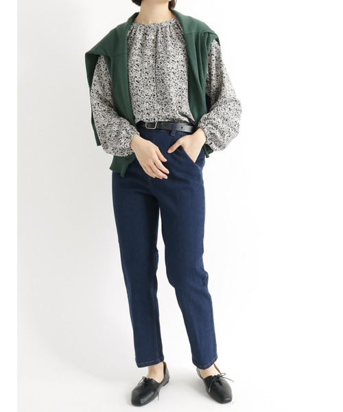 Samansa Mos2 blue（サマンサモスモスブルー）の「【ECO DENIM】ストレッチスリムテーパードパンツ（デニムパンツ・レディース・ブラック/ネイビー/ブルー・ﾌﾘ-）」の11枚目の写真