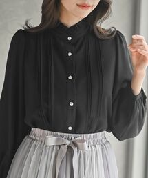 多釦ハイネックブラウス