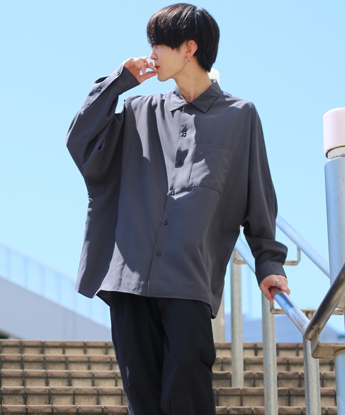 SITRY（シトリー）の「Oversize Drop shoulder dolman sleeve Shirt/オーバーサイズ ドロップショルダー ドルマンスリーブ シャツ（シャツ/ブラウス・メンズ・チャコールグレー/ブラック/オフホワイト・M/L）」の22枚目の写真