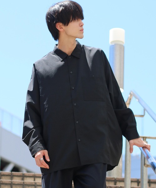 SITRY（シトリー）の「Oversize Drop shoulder dolman sleeve Shirt/オーバーサイズ ドロップショルダー ドルマンスリーブ シャツ（シャツ/ブラウス・メンズ・チャコールグレー/ブラック/オフホワイト・M/L）」の21枚目の写真