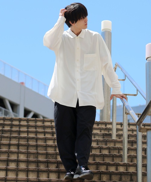 SITRY（シトリー）の「Oversize Drop shoulder dolman sleeve Shirt/オーバーサイズ ドロップショルダー ドルマンスリーブ シャツ（シャツ/ブラウス・メンズ・チャコールグレー/ブラック/オフホワイト・M/L）」の17枚目の写真