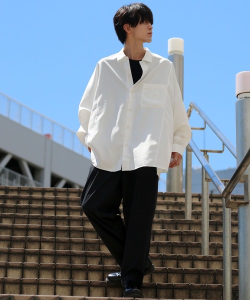 SITRY（シトリー）の「Oversize Drop shoulder dolman sleeve Shirt/オーバーサイズ ドロップショルダー ドルマンスリーブ シャツ（シャツ/ブラウス・メンズ・チャコールグレー/ブラック/オフホワイト・M/L）」の15枚目の写真