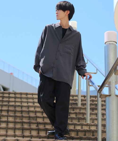 SITRY（シトリー）の「Oversize Drop shoulder dolman sleeve Shirt/オーバーサイズ ドロップショルダー ドルマンスリーブ シャツ（シャツ/ブラウス・メンズ・チャコールグレー/ブラック/オフホワイト・M/L）」の13枚目の写真