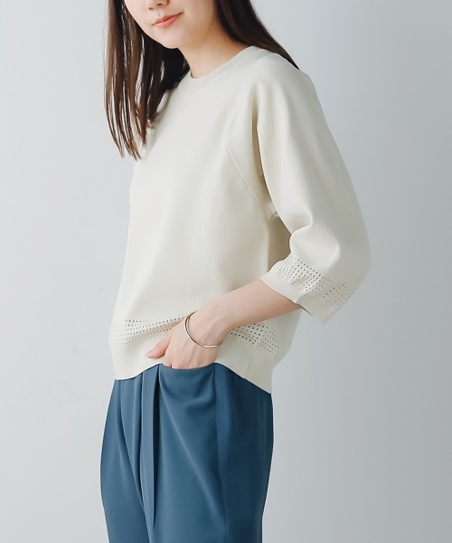 FURRY(ファーリー)の「超軽量ニットメッシュ切替トップス(Tシャツ/カットソー・レディース・イエロー/オレンジ/ブルー/アイボリー・FREE)」の5枚目の写真