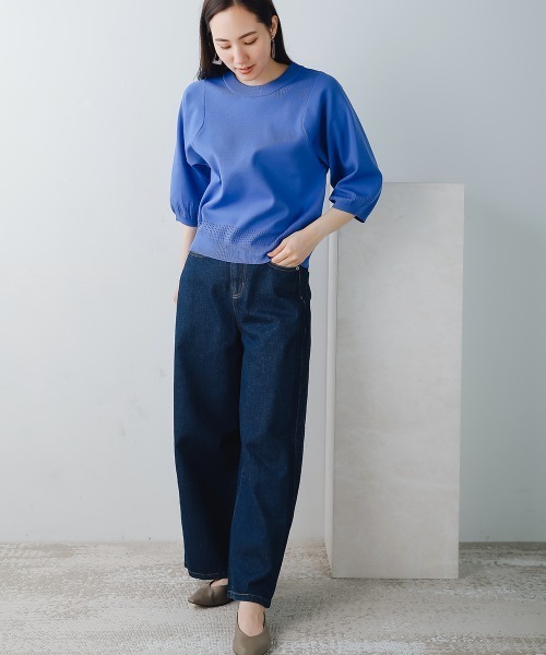 FURRY(ファーリー)の「超軽量ニットメッシュ切替トップス(Tシャツ/カットソー・レディース・イエロー/オレンジ/ブルー/アイボリー・FREE)」の8枚目の写真