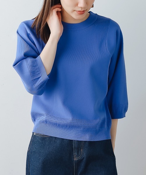 FURRY(ファーリー)の「超軽量ニットメッシュ切替トップス(Tシャツ/カットソー・レディース・イエロー/オレンジ/ブルー/アイボリー・FREE)」の9枚目の写真
