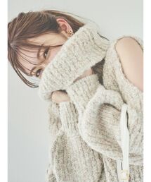 dazzlin | 【吉田朱里コラボ】ショルダーオープンラメニットトップス(ニット/セーター)