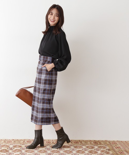 N.（N. Natural Beauty Basic）（エヌエヌナチュラルビューティーベーシック）の「【松井愛莉さん着用】【S Size Line】◆ベルト付チェックタイトスカート（スカート・レディース・ブラウン系その他/ベージュ系その他・SMALL/MEDIUM）」の7枚目の写真