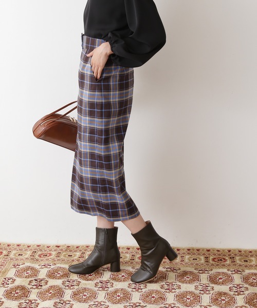 N.（N. Natural Beauty Basic）（エヌエヌナチュラルビューティーベーシック）の「【松井愛莉さん着用】【S Size Line】◆ベルト付チェックタイトスカート（スカート・レディース・ブラウン系その他/ベージュ系その他・SMALL/MEDIUM）」の8枚目の写真