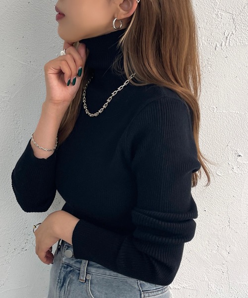 apres jour mignon（アプレジュールミニョン）の「タートルネックリブニット【ZOZOTOWN限定アイテム】（ニット/セーター・レディース・ダークブラウン/ブラック/アイボリー/ダークグリーン/ブルー系その他・X-LARGE/フリー）」の18枚目の写真