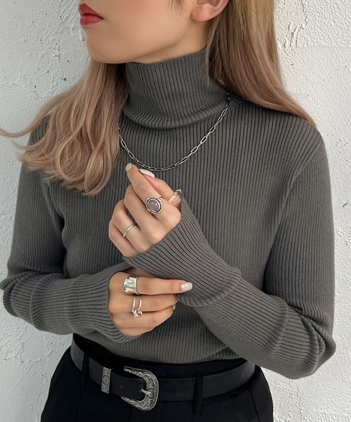 apres jour mignon（アプレジュールミニョン）の「タートルネックリブニット【ZOZOTOWN限定アイテム】（ニット/セーター・レディース・ダークブラウン/ブラック/アイボリー/ダークグリーン/ブルー系その他・X-LARGE/フリー）」の11枚目の写真