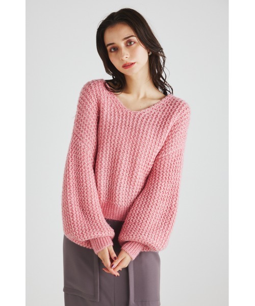 rienda(リエンダ)の「バルキーグロスニットトップス(ニット/セーター・レディース・グリーン/ホワイト/ピンク/ブラック・FREE)」の4枚目の写真