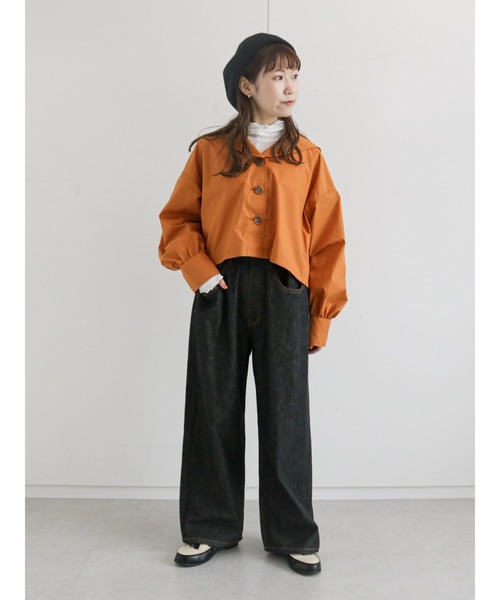 ehka sopo（エヘカソポ）の「ボタンアジャストワイドデニムパンツ（デニムパンツ・レディース・ブラック/ネイビー/サックスブルー・ﾌﾘ-）」の5枚目の写真