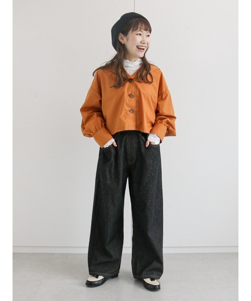 ehka sopo（エヘカソポ）の「ボタンアジャストワイドデニムパンツ（デニムパンツ・レディース・ブラック/ネイビー/サックスブルー・ﾌﾘ-）」の6枚目の写真