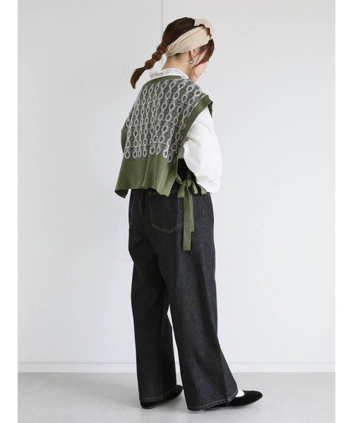 ehka sopo（エヘカソポ）の「ボタンアジャストワイドデニムパンツ（デニムパンツ・レディース・ブラック/ネイビー/サックスブルー・ﾌﾘ-）」の9枚目の写真