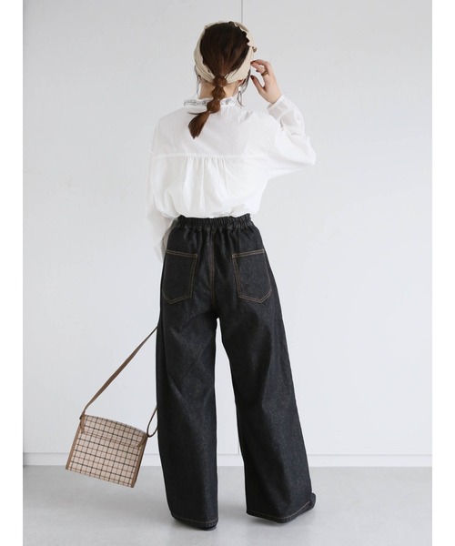 ehka sopo（エヘカソポ）の「ボタンアジャストワイドデニムパンツ（デニムパンツ・レディース・ブラック/ネイビー/サックスブルー・ﾌﾘ-）」の11枚目の写真