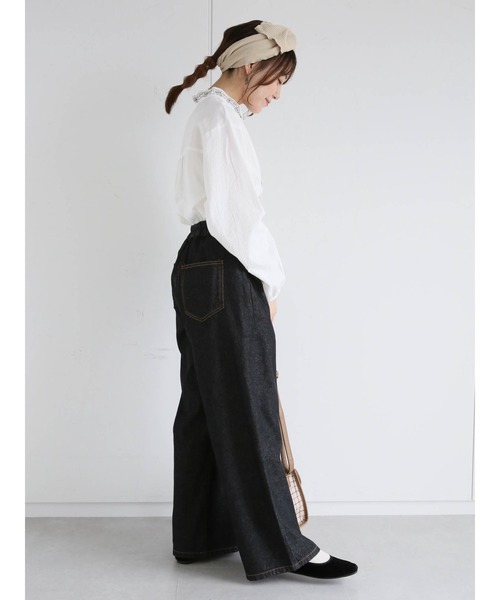 ehka sopo（エヘカソポ）の「ボタンアジャストワイドデニムパンツ（デニムパンツ・レディース・ブラック/ネイビー/サックスブルー・ﾌﾘ-）」の12枚目の写真