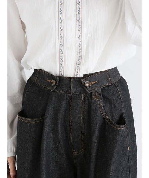 ehka sopo（エヘカソポ）の「ボタンアジャストワイドデニムパンツ（デニムパンツ・レディース・ブラック/ネイビー/サックスブルー・ﾌﾘ-）」の13枚目の写真
