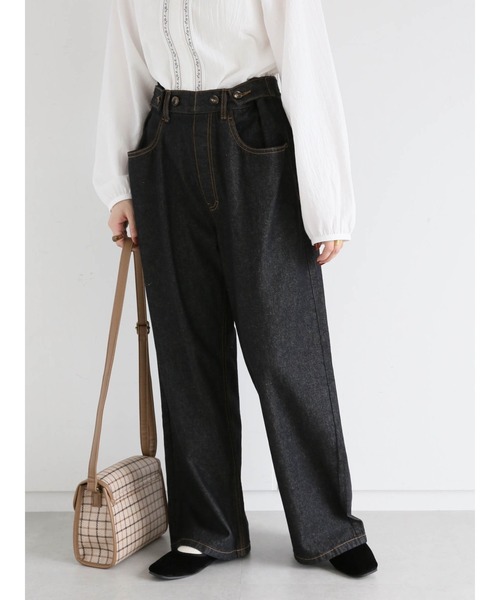 ehka sopo（エヘカソポ）の「ボタンアジャストワイドデニムパンツ（デニムパンツ・レディース・ブラック/ネイビー/サックスブルー・ﾌﾘ-）」の17枚目の写真