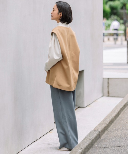 Munich(ミューニック)の「ウールミックスダブルクロスワイドパンツ(スラックス・レディース・チャコールグレー/ブラック/ブルーグレー/レンガ・S/M/XS)」の5枚目の写真