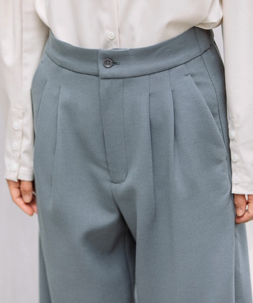 Munich(ミューニック)の「ウールミックスダブルクロスワイドパンツ(スラックス・レディース・チャコールグレー/ブラック/ブルーグレー/レンガ・S/M/XS)」の12枚目の写真