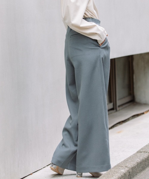 Munich(ミューニック)の「ウールミックスダブルクロスワイドパンツ(スラックス・レディース・チャコールグレー/ブラック/ブルーグレー/レンガ・S/M/XS)」の10枚目の写真