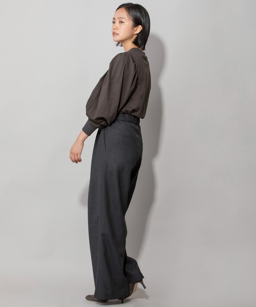 Munich(ミューニック)の「ウールミックスダブルクロスワイドパンツ(スラックス・レディース・チャコールグレー/ブラック/ブルーグレー/レンガ・S/M/XS)」の17枚目の写真