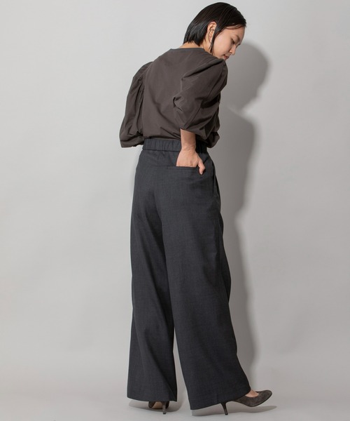 Munich(ミューニック)の「ウールミックスダブルクロスワイドパンツ(スラックス・レディース・チャコールグレー/ブラック/ブルーグレー/レンガ・S/M/XS)」の18枚目の写真