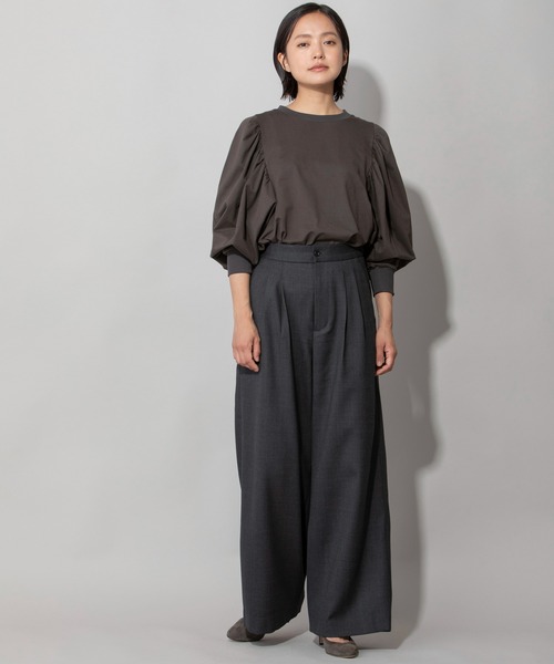 Munich(ミューニック)の「ウールミックスダブルクロスワイドパンツ(スラックス・レディース・チャコールグレー/ブラック/ブルーグレー/レンガ・S/M/XS)」の16枚目の写真