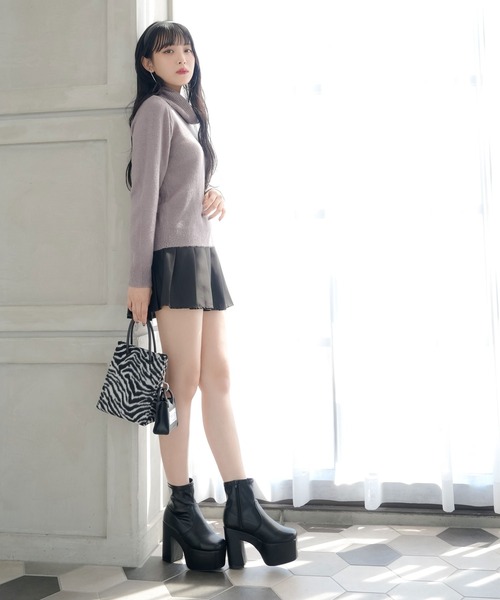 Newlyme(ニューリーミー)の「12cm厚底ストレッチショートブーツ Newlyme(ニューリーミー)の「12cm厚底ストレッチショートブーツ