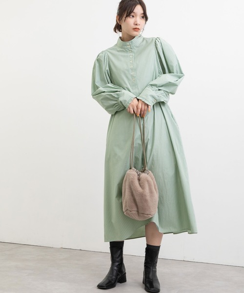 POU DOU DOU（プードゥドゥ）の「スタンドカラーシャツワンピース（ワンピース・レディース・ブルー/グリーン/インディゴブルー・3）」の20枚目の写真