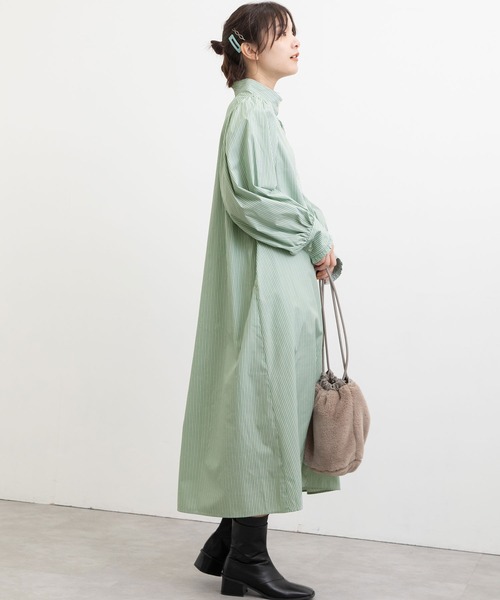 POU DOU DOU（プードゥドゥ）の「スタンドカラーシャツワンピース（ワンピース・レディース・ブルー/グリーン/インディゴブルー・3）」の11枚目の写真