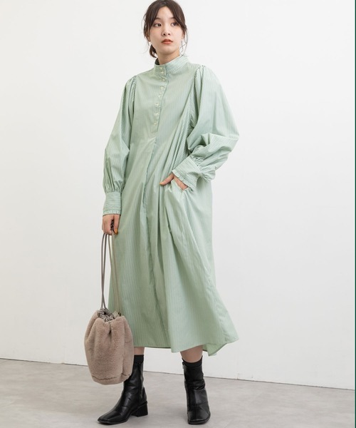 POU DOU DOU（プードゥドゥ）の「スタンドカラーシャツワンピース（ワンピース・レディース・ブルー/グリーン/インディゴブルー・3）」の16枚目の写真