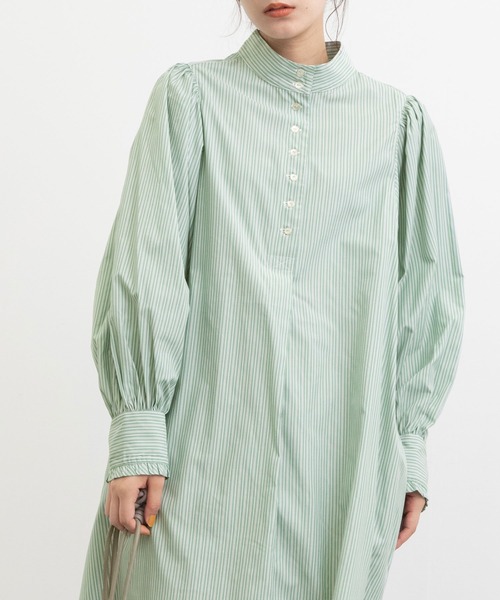 POU DOU DOU（プードゥドゥ）の「スタンドカラーシャツワンピース（ワンピース・レディース・ブルー/グリーン/インディゴブルー・3）」の21枚目の写真