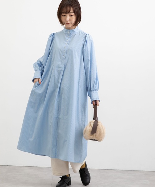 POU DOU DOU（プードゥドゥ）の「スタンドカラーシャツワンピース（ワンピース・レディース・ブルー/グリーン/インディゴブルー・3）」の13枚目の写真