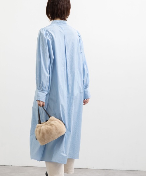 POU DOU DOU（プードゥドゥ）の「スタンドカラーシャツワンピース（ワンピース・レディース・ブルー/グリーン/インディゴブルー・3）」の4枚目の写真