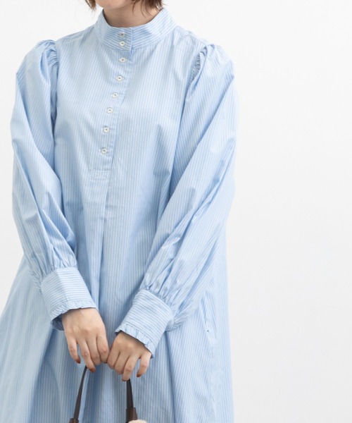 POU DOU DOU（プードゥドゥ）の「スタンドカラーシャツワンピース（ワンピース・レディース・ブルー/グリーン/インディゴブルー・3）」の18枚目の写真