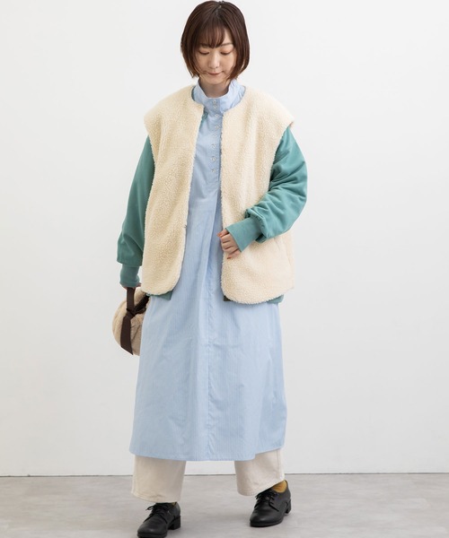 POU DOU DOU（プードゥドゥ）の「スタンドカラーシャツワンピース（ワンピース・レディース・ブルー/グリーン/インディゴブルー・3）」の15枚目の写真