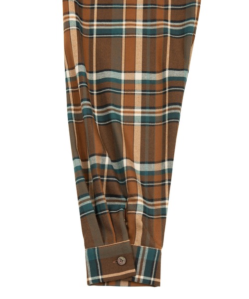 PUNYUS（プニュズ）の「チェックシャツ（シャツ/ブラウス・レディース・ダークブラウン/ブラウン・3/4/1/2）」の8枚目の写真