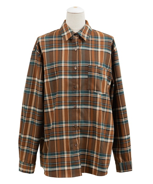 PUNYUS（プニュズ）の「チェックシャツ（シャツ/ブラウス・レディース・ダークブラウン/ブラウン・3/4/1/2）」の15枚目の写真