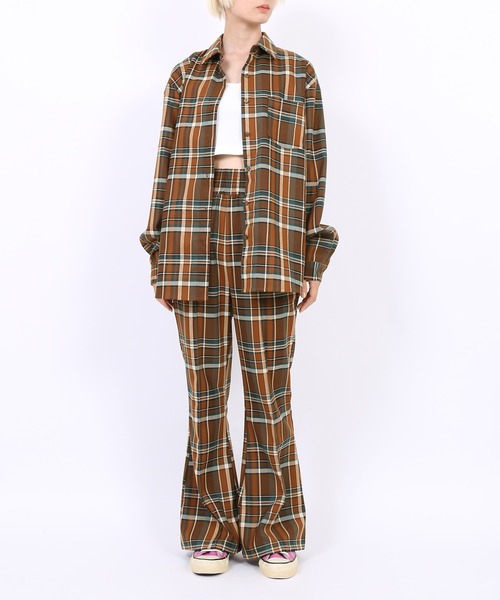 PUNYUS（プニュズ）の「チェックシャツ（シャツ/ブラウス・レディース・ダークブラウン/ブラウン・3/4/1/2）」の9枚目の写真