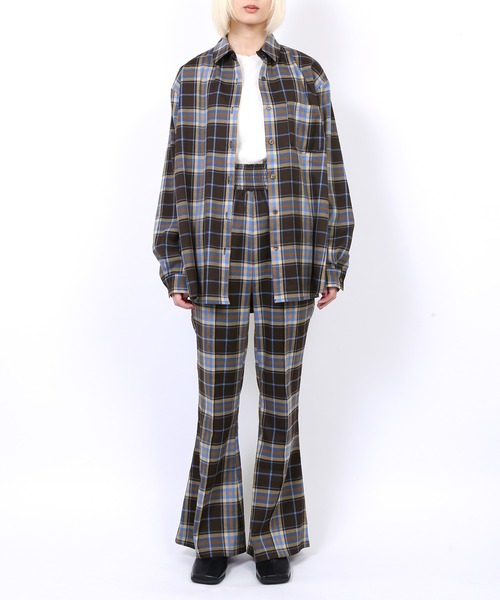 PUNYUS（プニュズ）の「チェックシャツ（シャツ/ブラウス・レディース・ダークブラウン/ブラウン・3/4/1/2）」の16枚目の写真