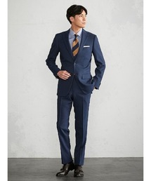 【上下洗える】WEB限定セットアップスーツ 4WAYストレッチ 千鳥 ブルー