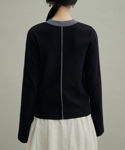 ADAM ET ROPE'(アダムエロペ)の「【サステナブル・WEB限定(一部店舗展開あり)・2WAY】バイカラーコンパクトニット(ニット/セーター・レディース・ブラウン系その他/チャコールグレー/ブラック系その他・FREE)」の13枚目の写真