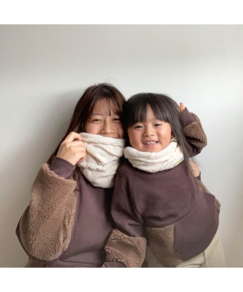 BREEZE by yumi.（ブリーズバイユミ）の「WEB限定 ボア切替あったかトレーナー【BREEZE by yumi】（スウェット・キッズ・アイボリー/ネイビー/ブラウン・110/80/140/130/120/90/100）」の6枚目の写真