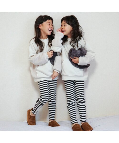 BREEZE by yumi.（ブリーズバイユミ）の「WEB限定 ボア切替あったかトレーナー【BREEZE by yumi】（スウェット・キッズ・アイボリー/ネイビー/ブラウン・110/80/140/130/120/90/100）」の9枚目の写真