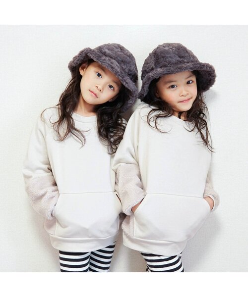 BREEZE by yumi.（ブリーズバイユミ）の「WEB限定 ボア切替あったかトレーナー【BREEZE by yumi】（スウェット・キッズ・アイボリー/ネイビー/ブラウン・110/80/140/130/120/90/100）」の10枚目の写真