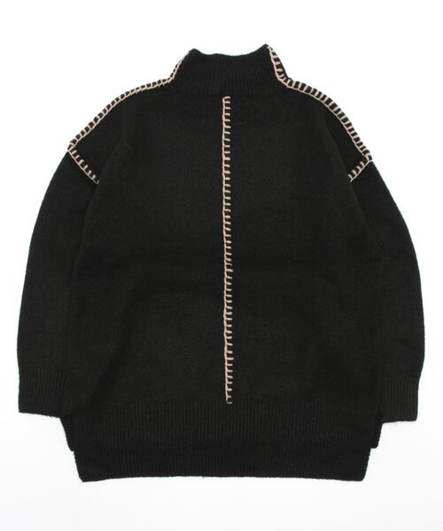 CECIL McBEE（セシルマクビー）の「配色ハンドステッチプルオーバー（ニット/セーター・レディース・ブラック/アイボリー/グリーン・MEDIUM）」の13枚目の写真