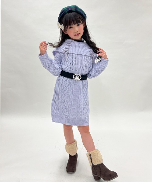 axes femme（アクシーズファム）の「Ｗ編み上げニットチュニック（チュニック・キッズ・ラベンダー/キナリ・MEDIUM/LARGE/XX-LARGE/X-LARGE/SMALL）」の2枚目の写真